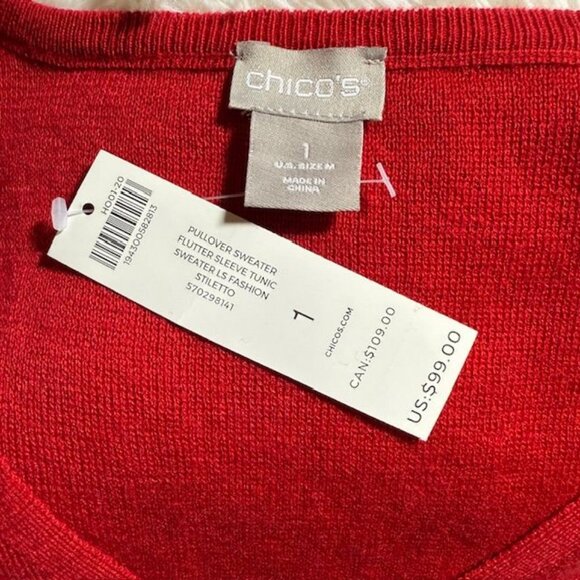 Chico's Stiletto Flutter Sleeve Vneck Sweater - Picture 10 of 11